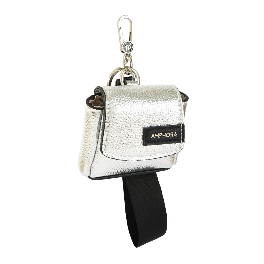 Hanging monedero metallique plateado