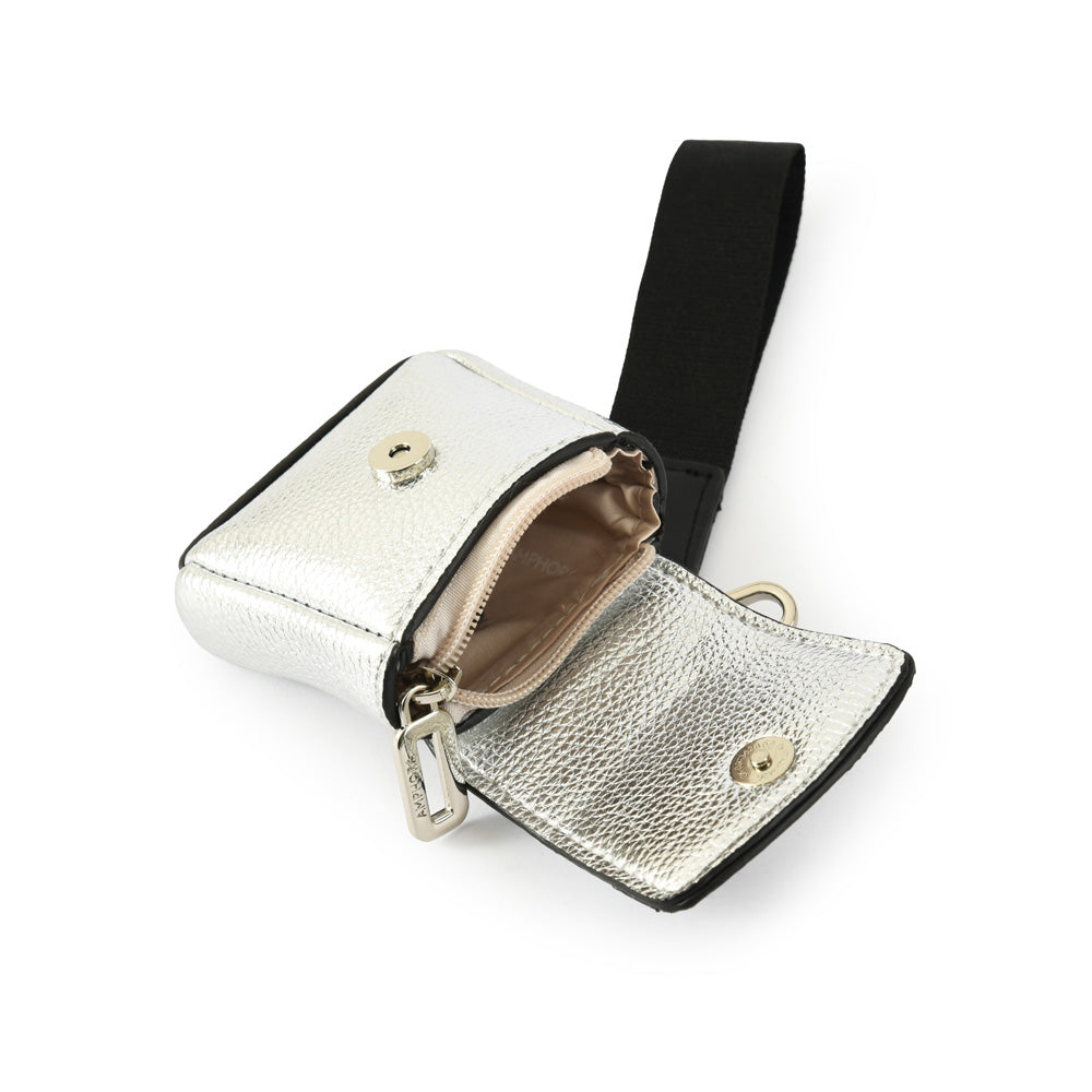 Hanging monedero metallique plateado