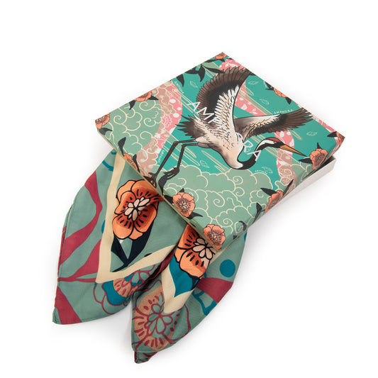 Pañuelo cuadrado osaka celeste