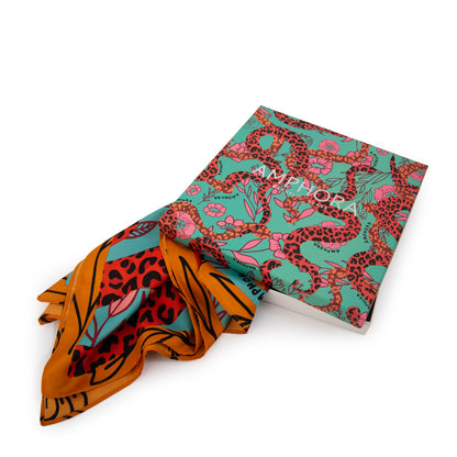 Pañuelo cuadrado coral rojo