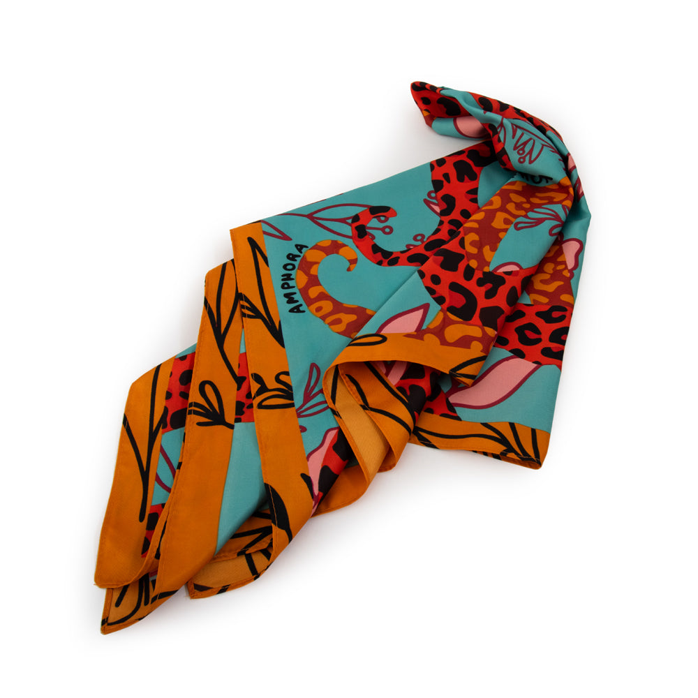 Pañuelo cuadrado coral rojo