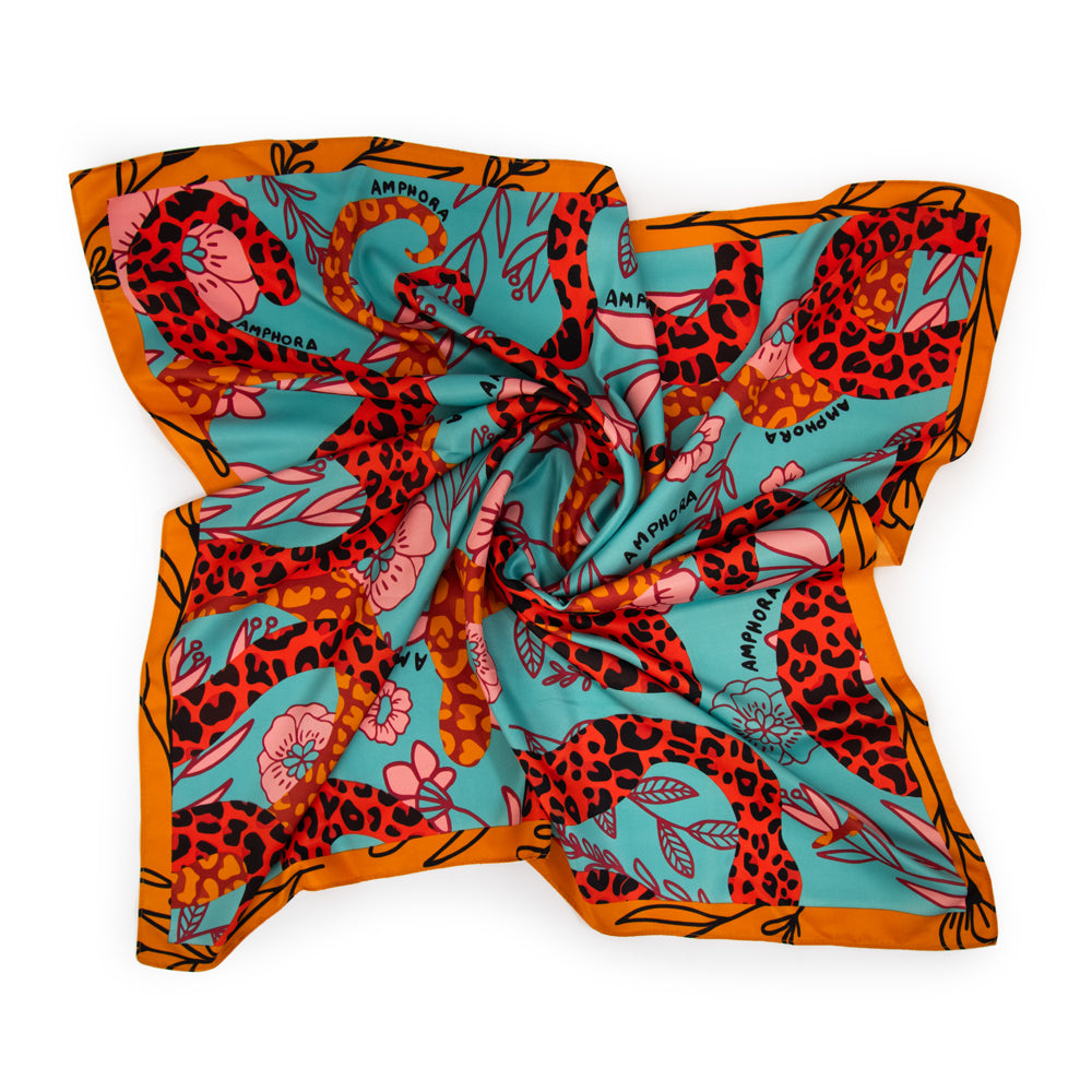 Pañuelo cuadrado coral rojo