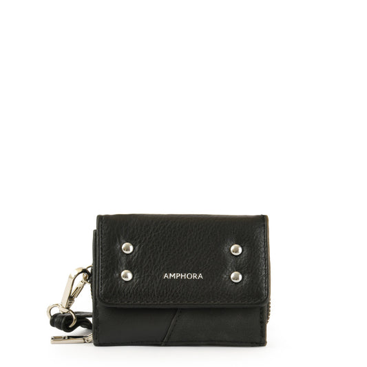 amphora noix billetera cierre exterior pequeña negro