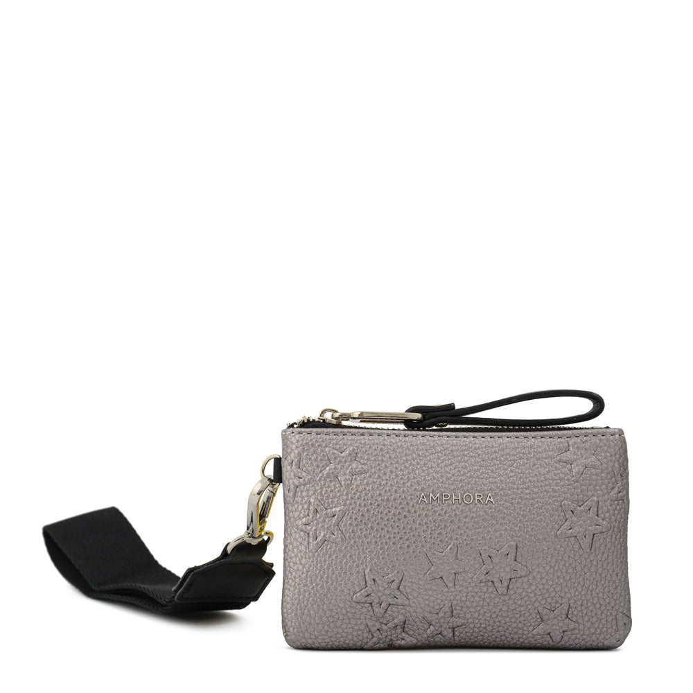 Monedero rectangular valera pequeña plateado oscuro