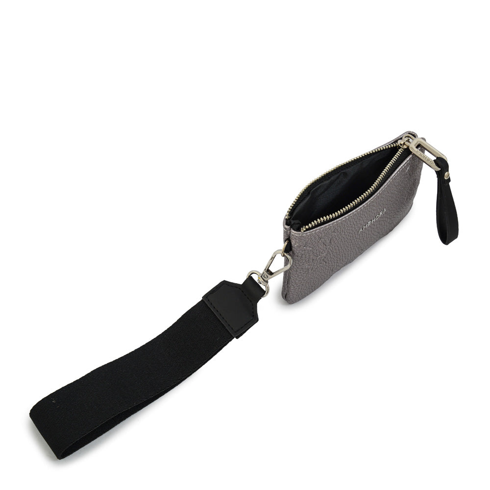 Monedero rectangular valera pequeña plateado oscuro