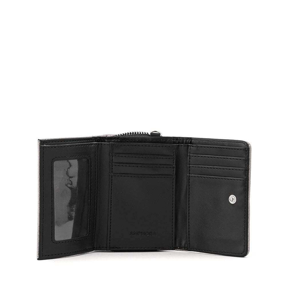 Billetera cierre exterior valera mediana plateado oscuro