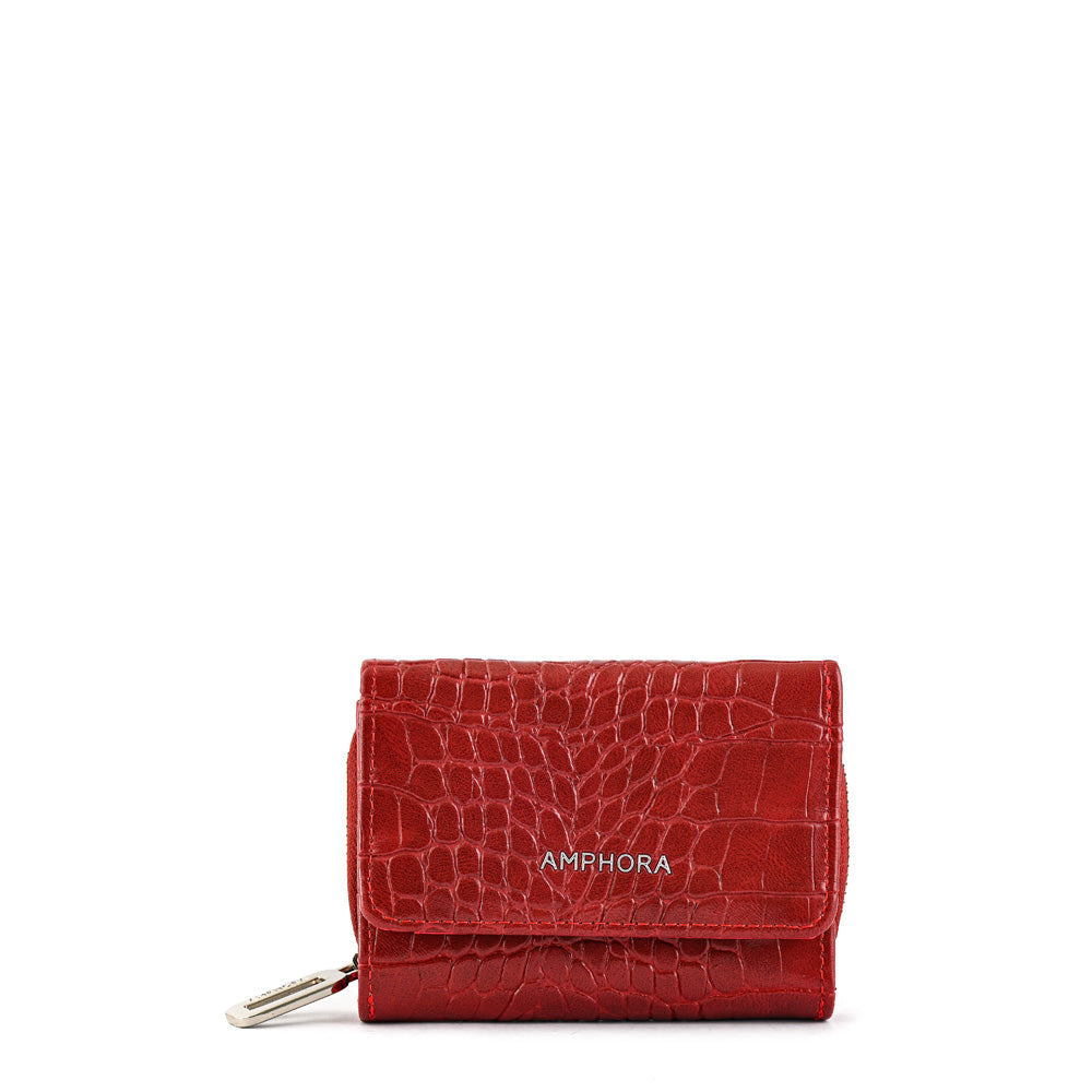 Billetera cierre exterior croccos pequeña rojo