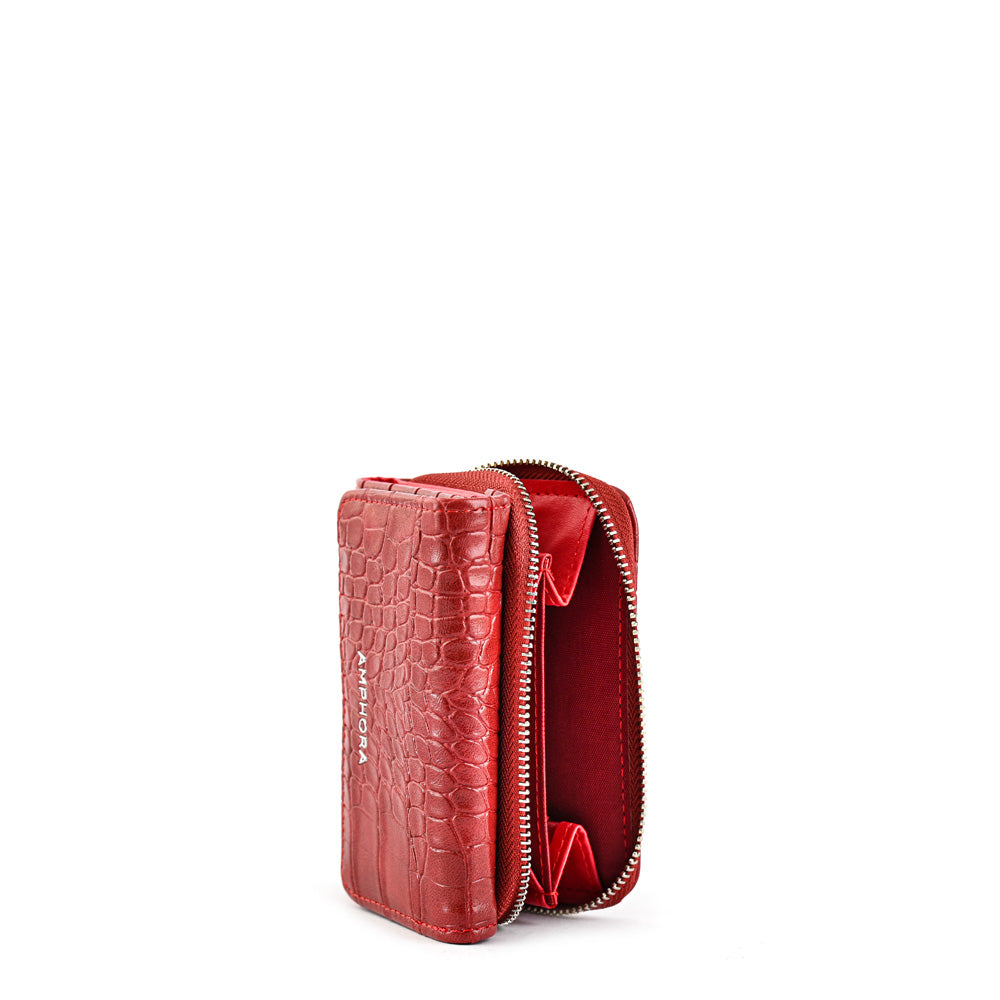 Billetera cierre exterior croccos pequeña rojo