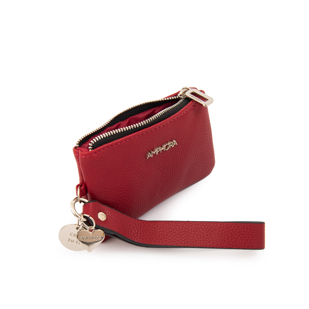 Monedero rectangular charms pequeña rojo