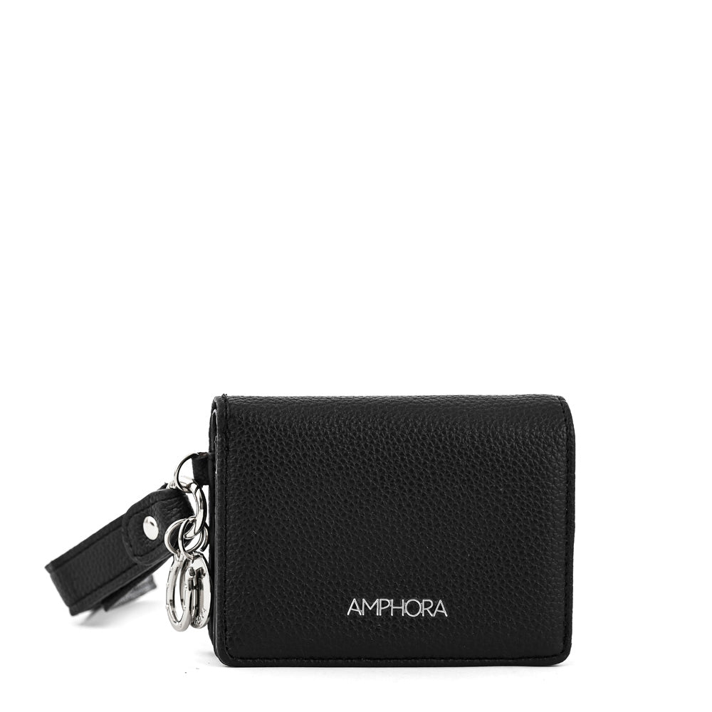 Tarjetero con bolsillo interior charms pequeña negro