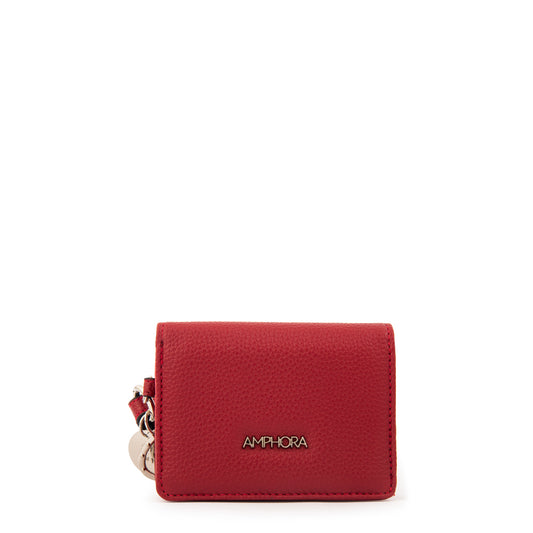 Tarjetero con bolsillo interior charms pequeña rojo