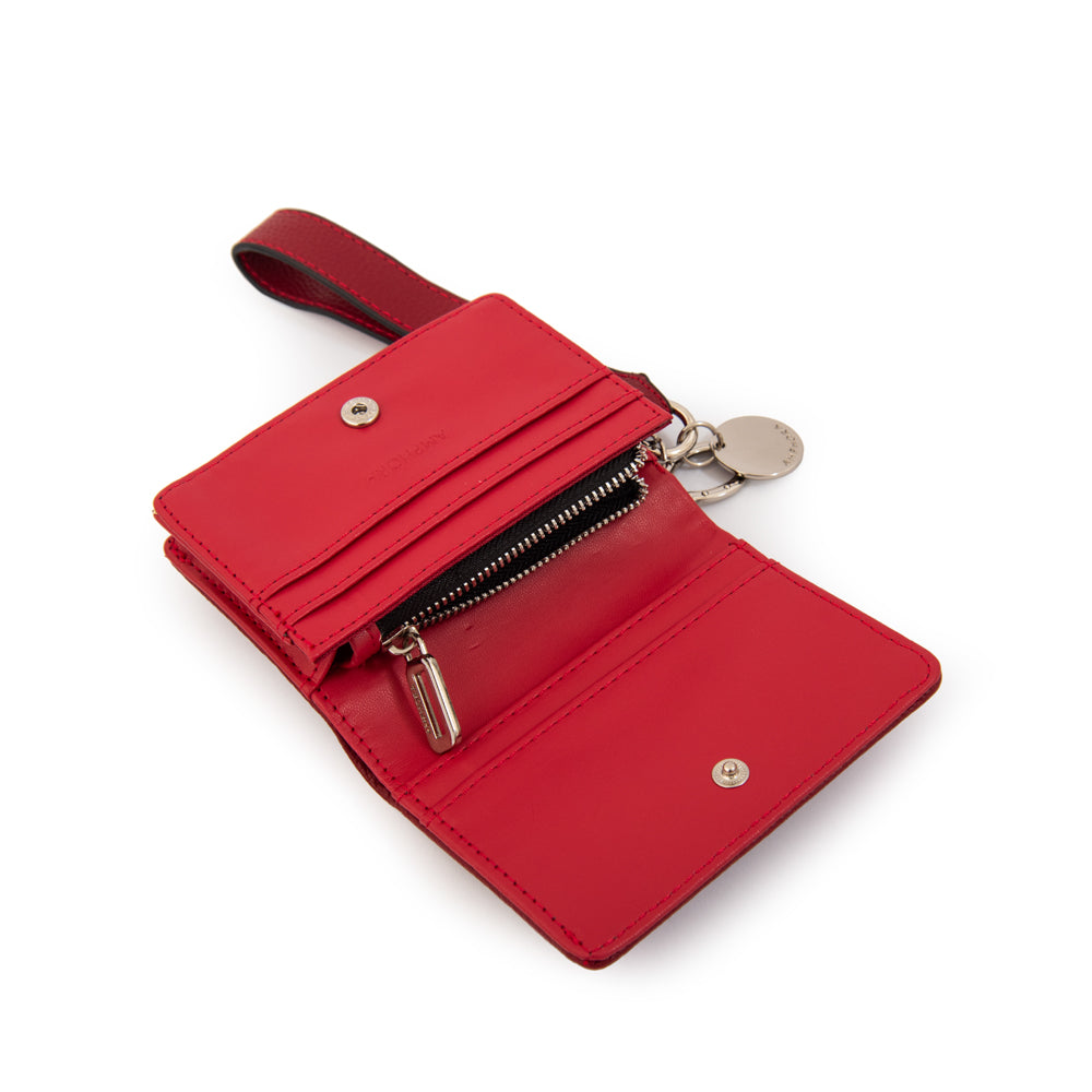 Tarjetero con bolsillo interior charms pequeña rojo