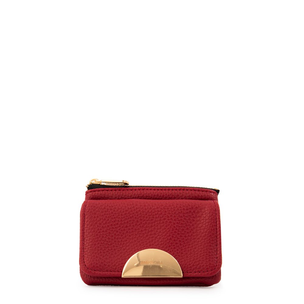 Monedero con bolsillo frontal naty pequeña rojo oscuro