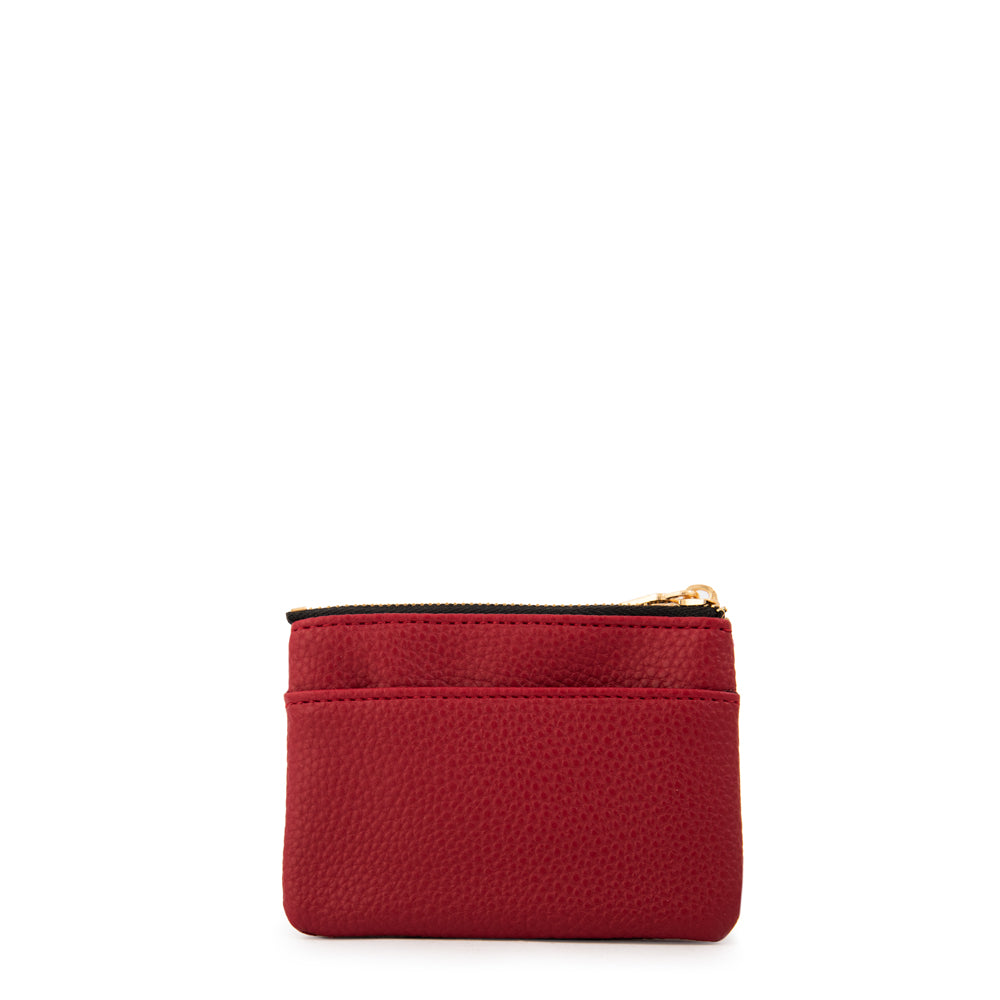 Monedero con bolsillo frontal naty pequeña rojo oscuro