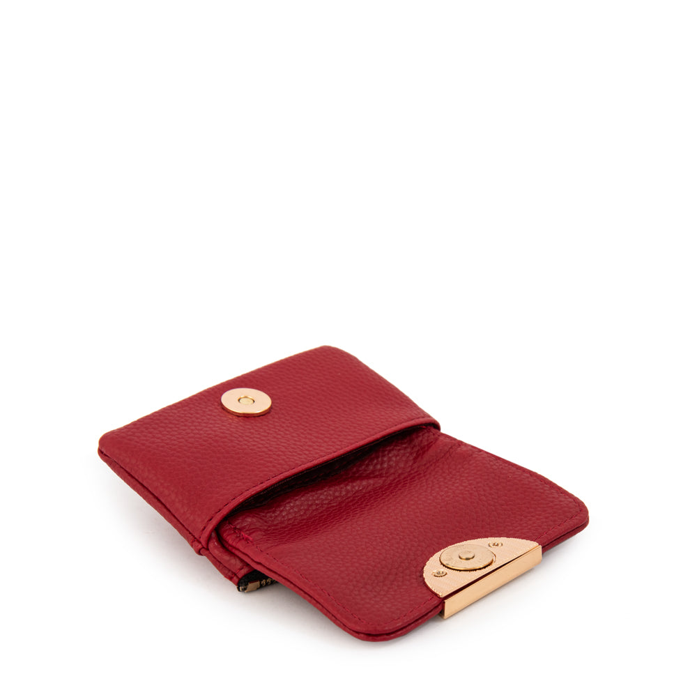 Monedero con bolsillo frontal naty pequeña rojo oscuro