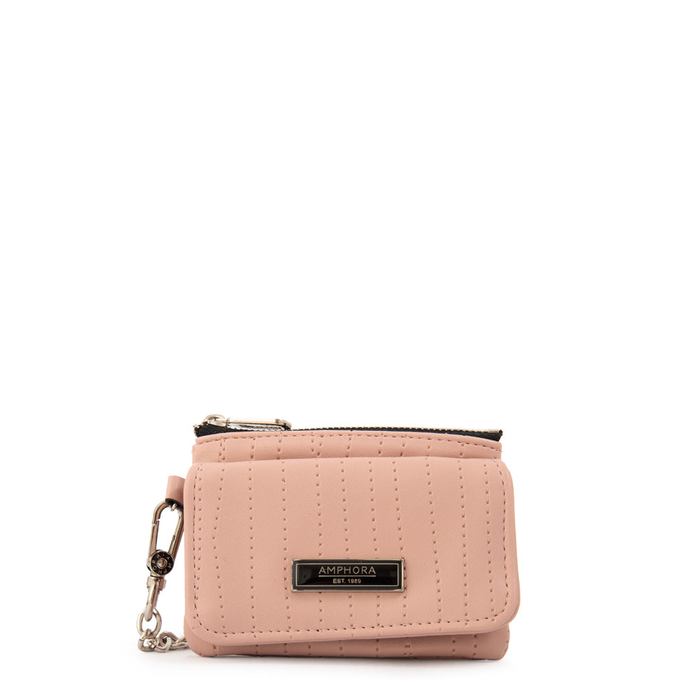 Monedero con bolsillo frontal pequeña guinea rosado claro