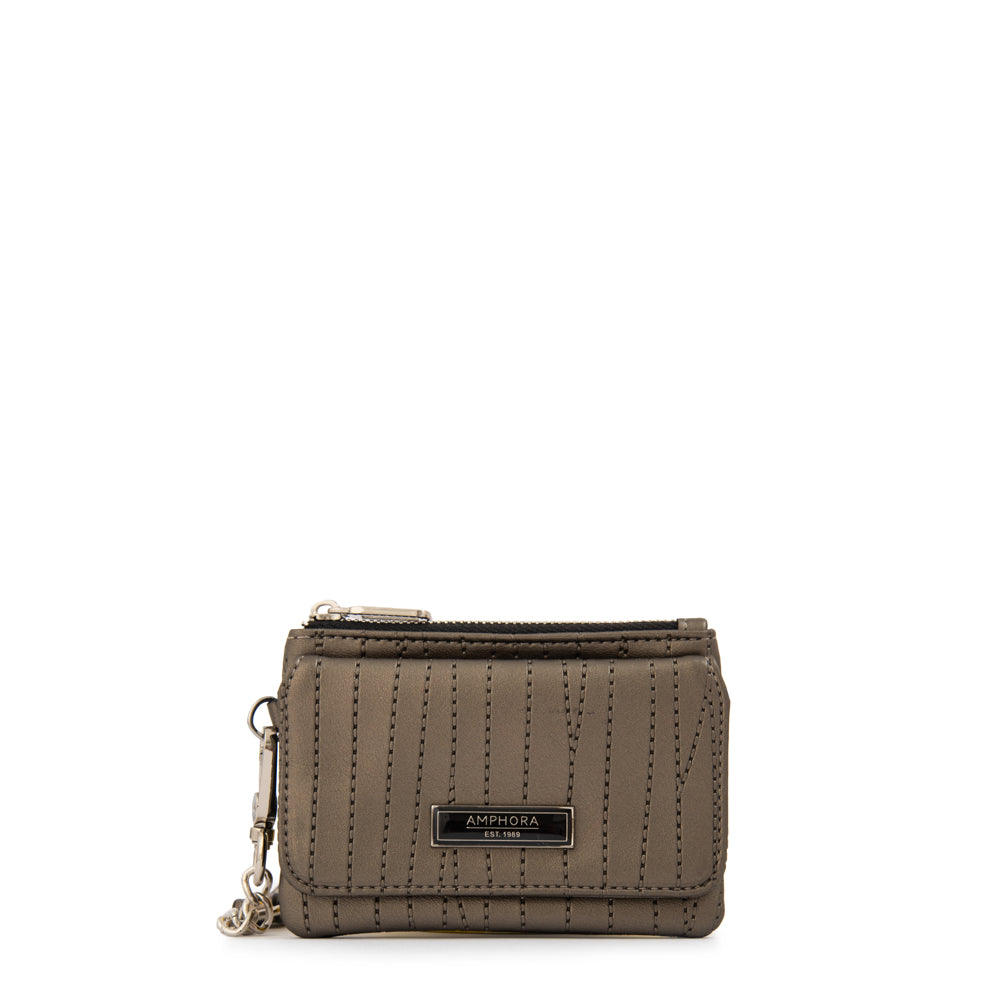 Monedero con bolsillo frontal pequeña guinea plateado oscuro