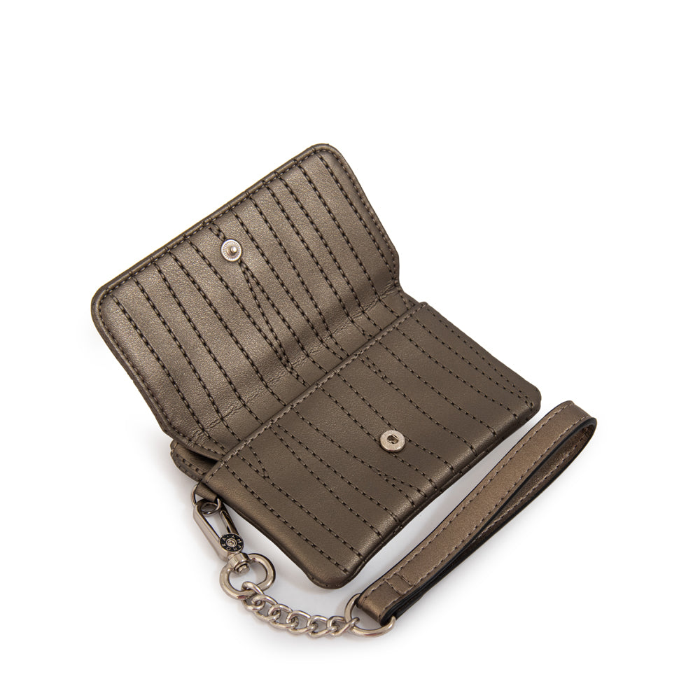 Monedero con bolsillo frontal guinea pequeña plateado oscuro