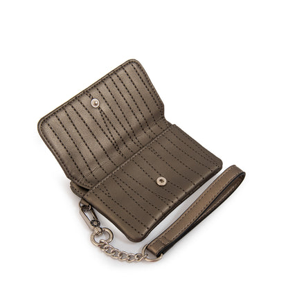 Monedero con bolsillo frontal pequeña guinea plateado oscuro