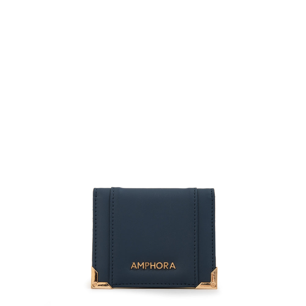 Tarjetero con ventana pequeña corcega azul oscuro