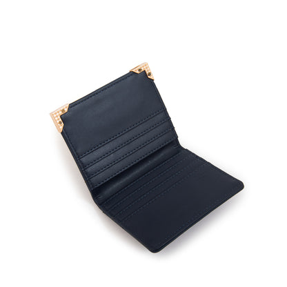Tarjetero con ventana pequeña corcega azul oscuro