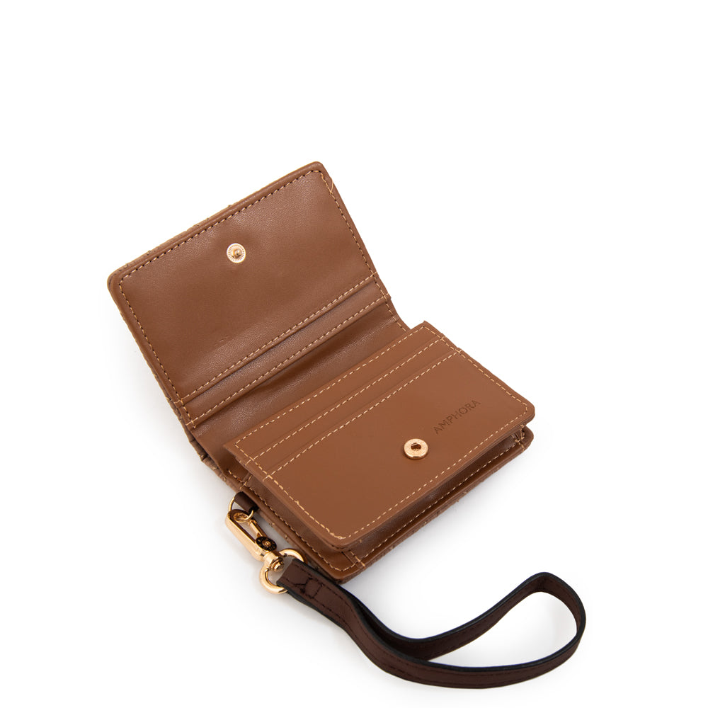 Tarjetero con bolsillo interior pequeña gambia beige oscuro