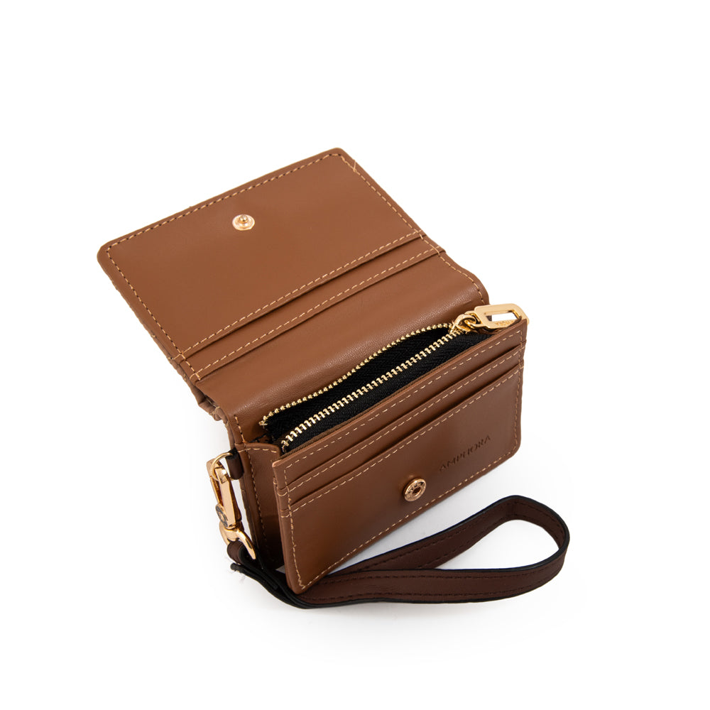 Tarjetero con bolsillo interior pequeña gambia beige oscuro