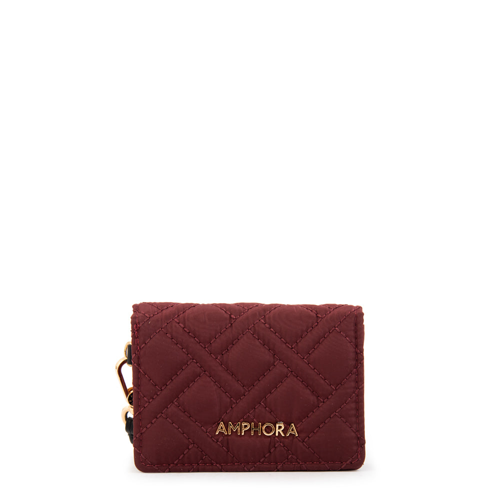 Tarjetero con bolsillo interior pequeña gambia rojo oscuro