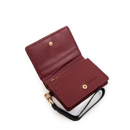 Tarjetero con bolsillo interior pequeña gambia rojo oscuro