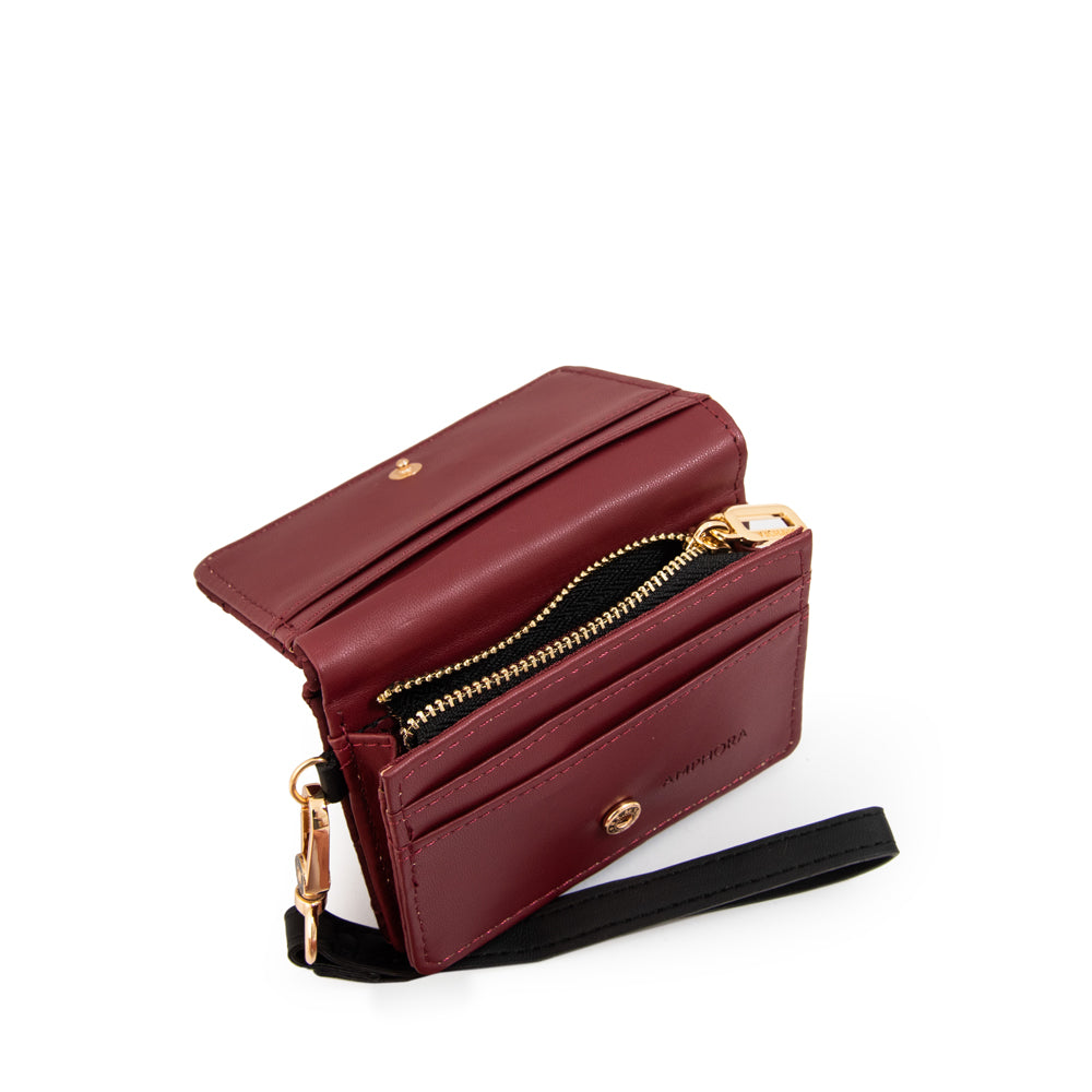 Tarjetero con bolsillo interior pequeña gambia rojo oscuro