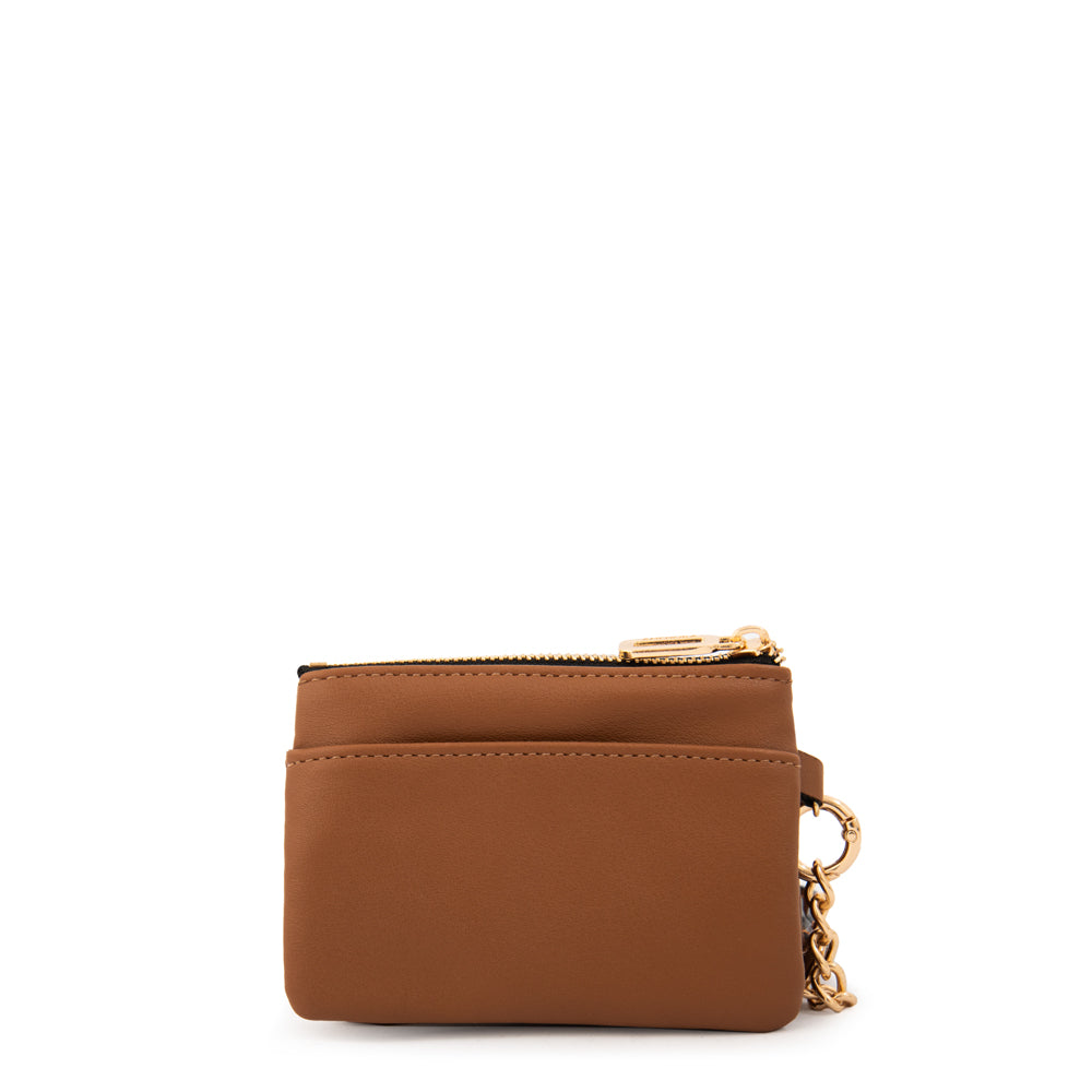 Monedero con bolsillo frontal pequeña grecia café