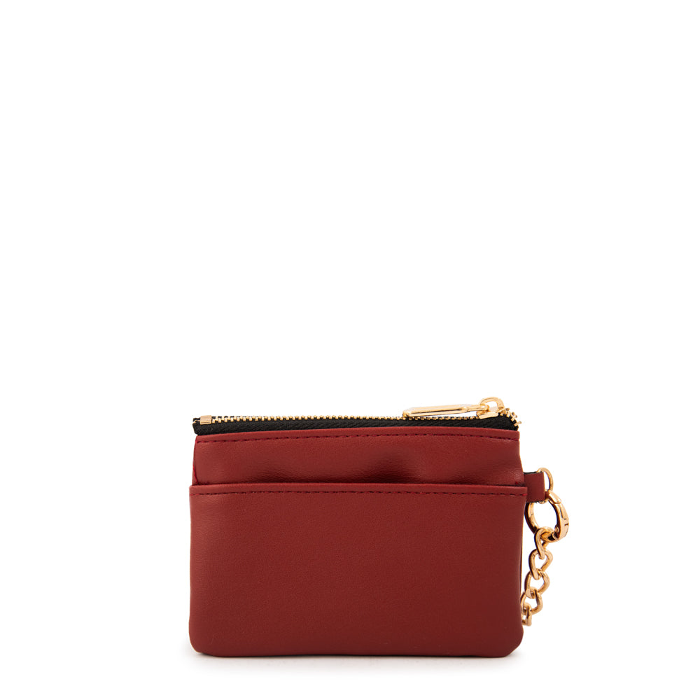Monedero con bolsillo frontal grecia pequeña rojo oscuro
