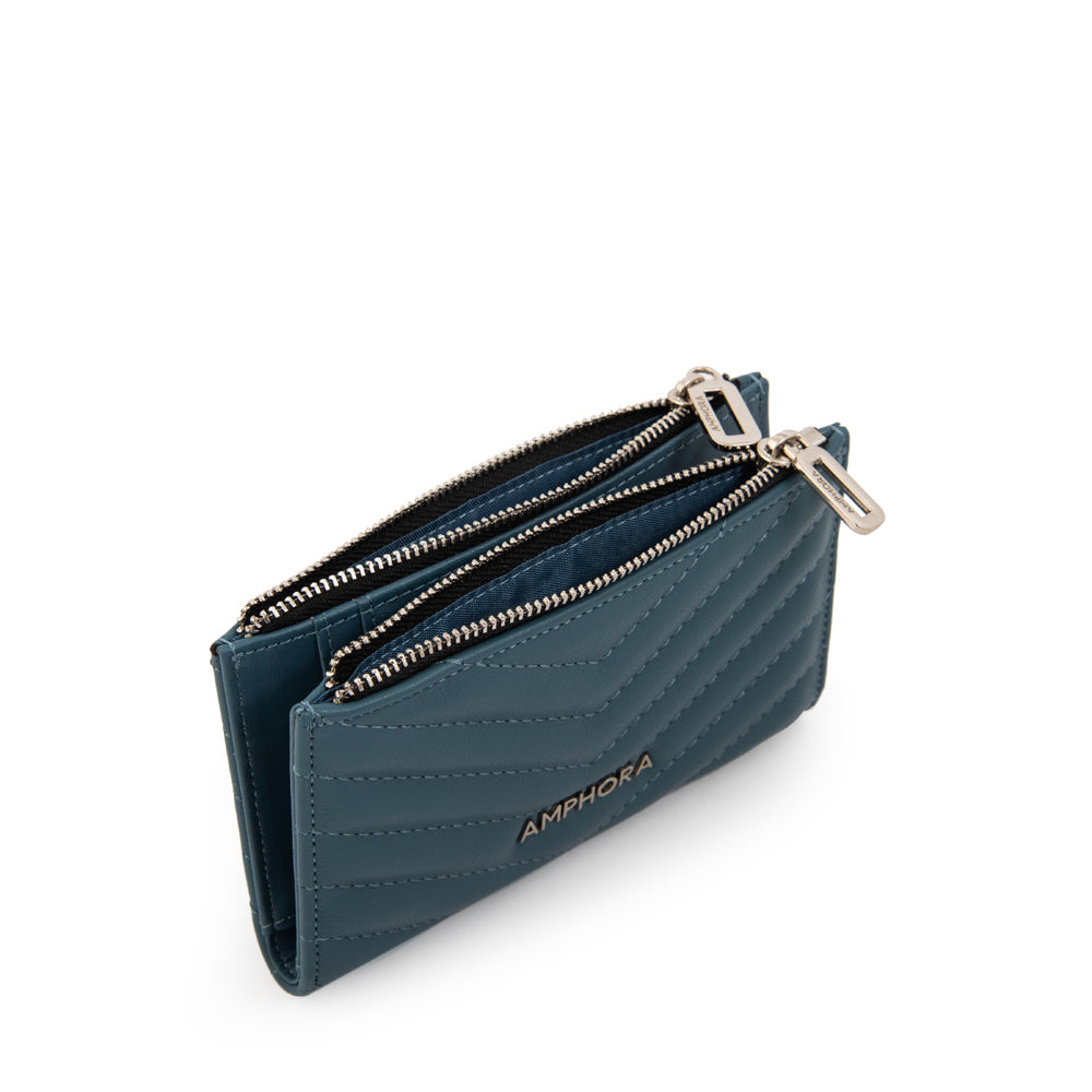 Billetera doble marina mediana denim