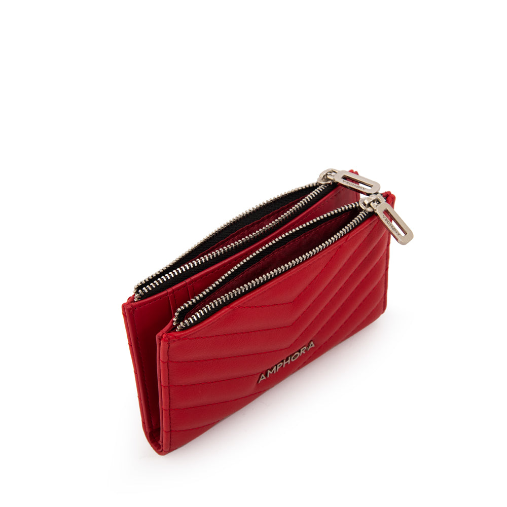 Billetera doble marina mediana rojo