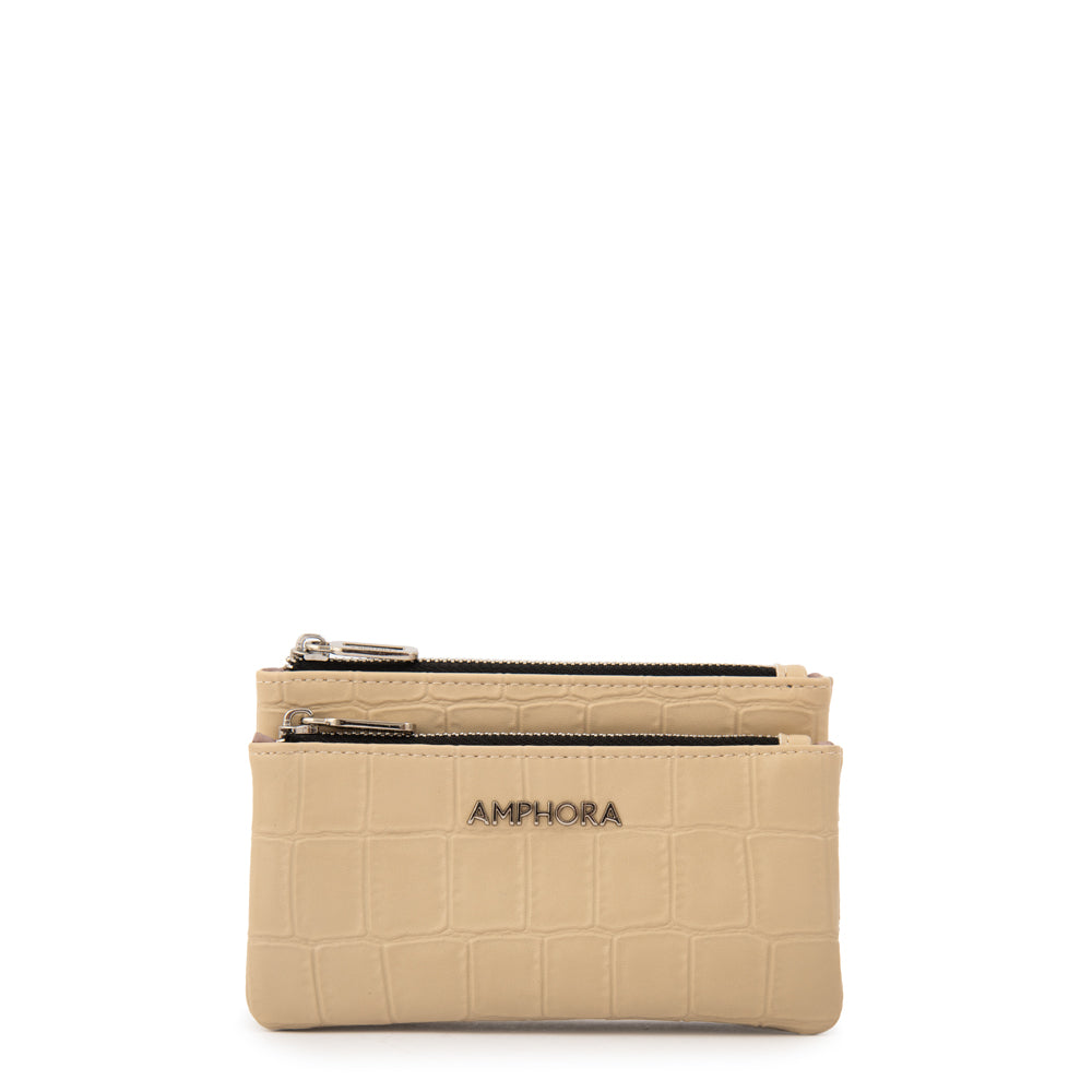 Monedero dual pequeña beige