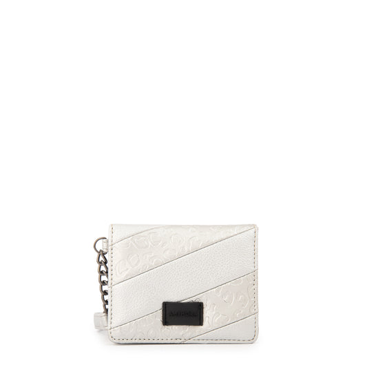 Tarjetero con ventana exterior aneu plateado