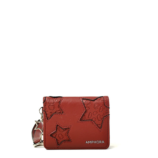 Tarjetero con ventana exterior zenda rojo oscuro