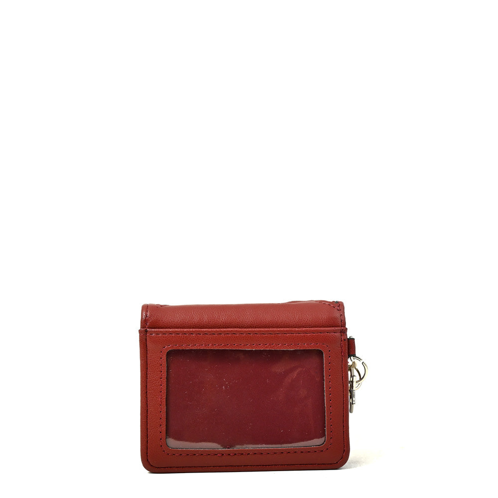 Tarjetero con ventana exterior zenda rojo oscuro