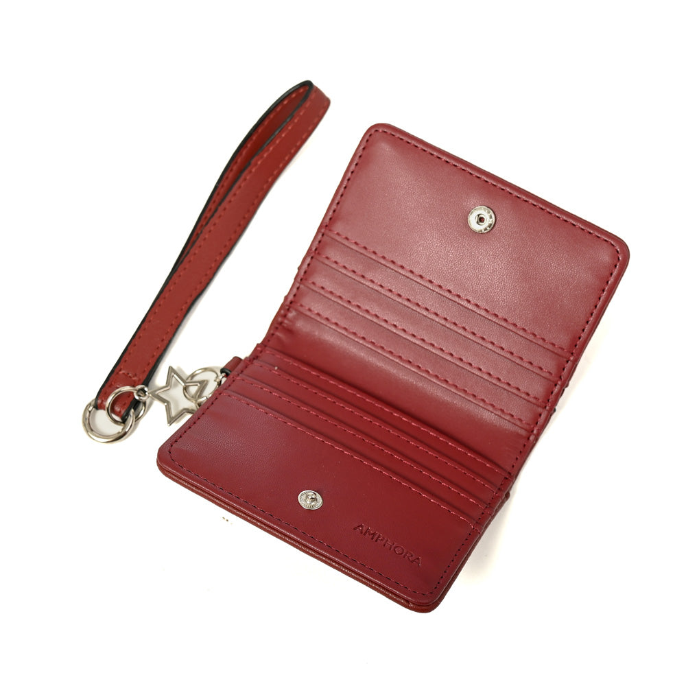 Tarjetero con ventana exterior zenda rojo oscuro