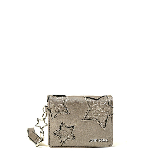 Tarjetero con ventana exterior zenda plateado oscuro