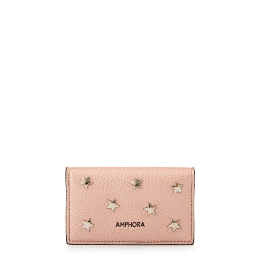 Tarjetero alfonsina pequeña rosa metalico