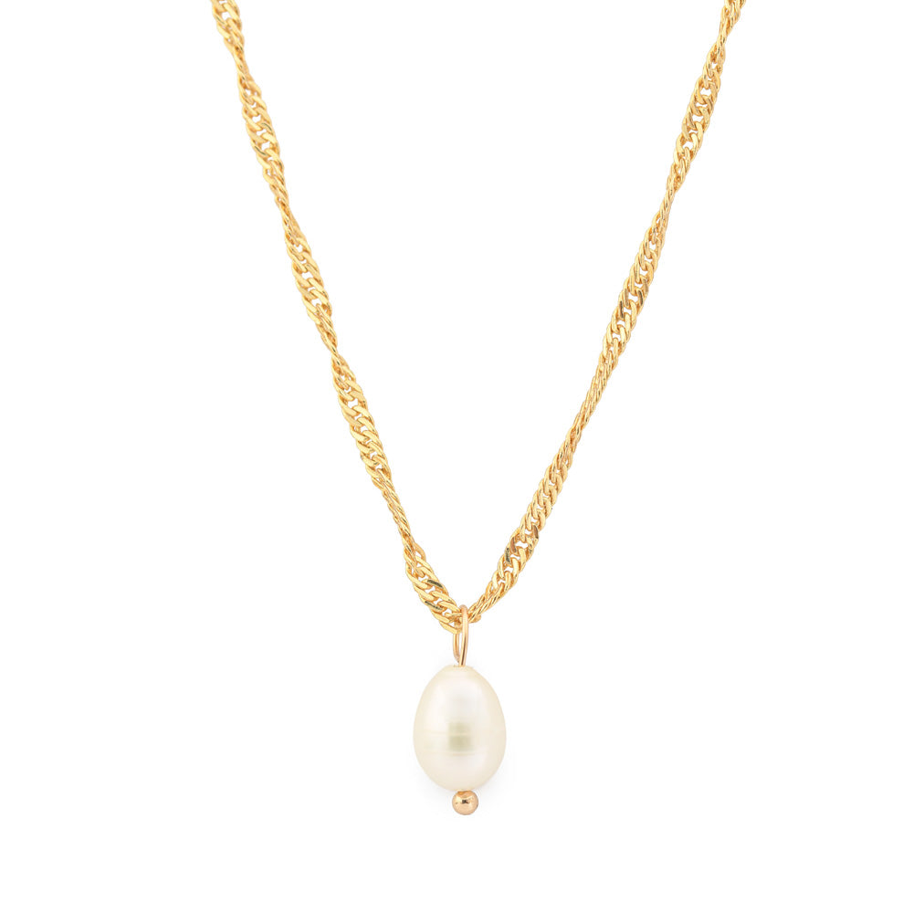 Collar con colgante perlina plateado