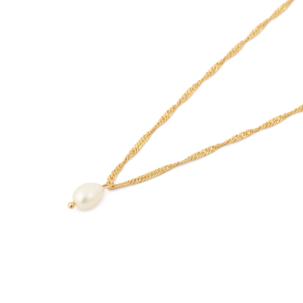 Collar con colgante perlina plateado