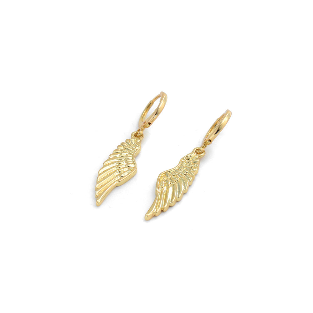 Aros con colgante alada dorado claro