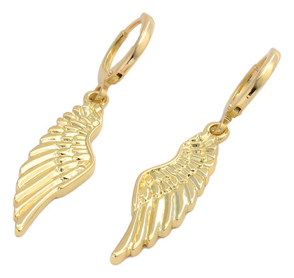 Aros con colgante alada dorado claro