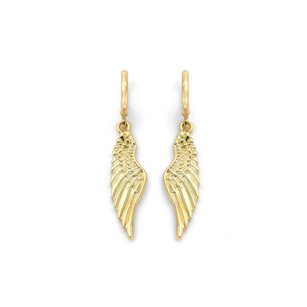 Aros con colgante alada dorado claro