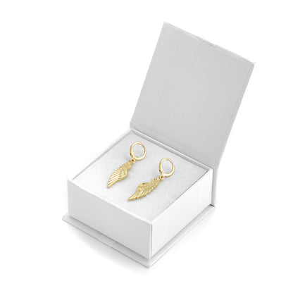 Aros con colgante alada dorado claro