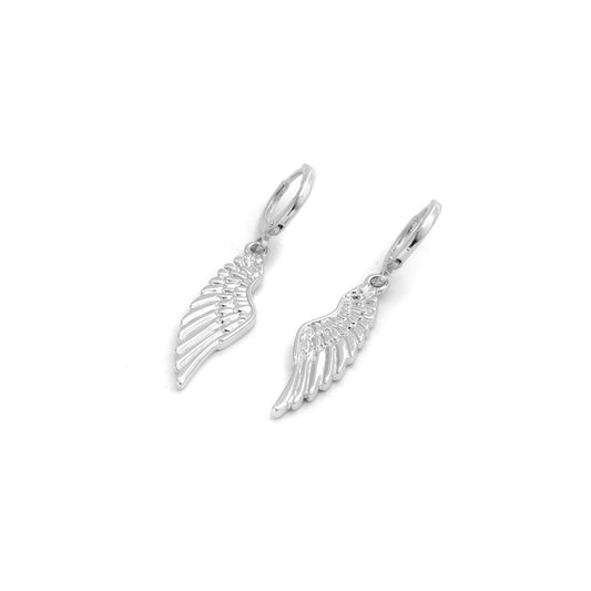 Aros con colgante alada plateado