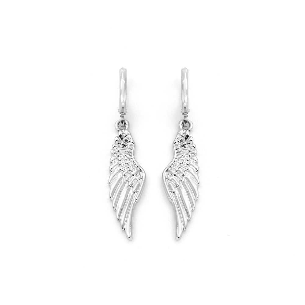Aros con colgante alada plateado