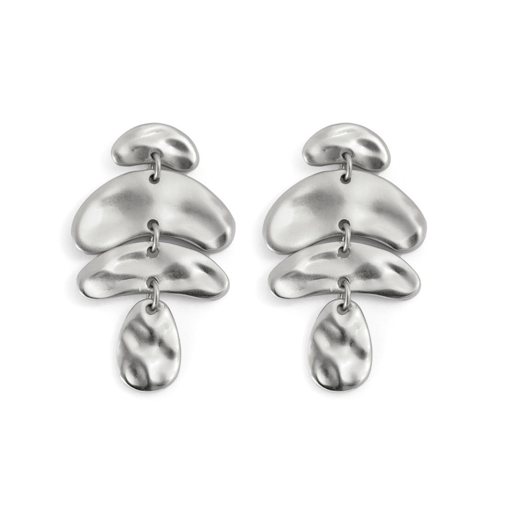 Aros con colgante teresa plateado